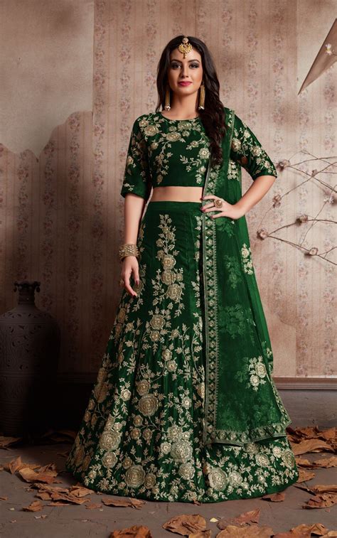 indian dress green color bridal lehenga
