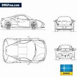 Ferrari 488 Gtb Dwg Autocad Car Dwgfree Blueprints sketch template