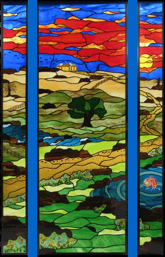 treybig landscape  glass window art blown glass art painting