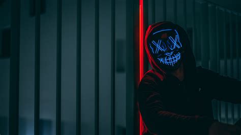 mask hood neon wallpaper