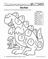Coloring Math Worksheets Pages Dinosaur Digit Grade 2nd Color Subtraction Number Worksheet Printable 1st Kids Addition Graders Yahoo Search Activities sketch template