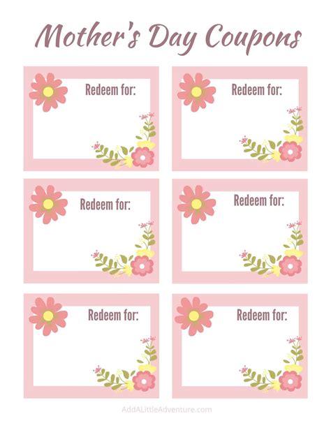 mothers day coupon template  printables