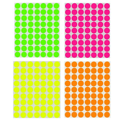 circle dot stickers    labels bright neon color coding