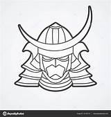 Samurai Helmet Mask Drawing Vector Warrior Outline Drawings Springtrap Stock Painting Getdrawings Paintingvalley sketch template