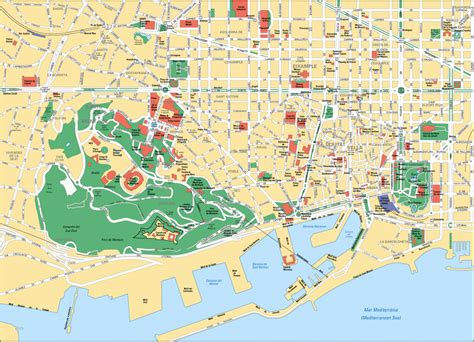 Large Detailed Tourist Street Map Of Barcelona With Regard
