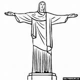Christ Redeemer Drawing Coloring Clipart Statue Rio Janeiro Brazil Pages Famous Sketch Places Thecolor Clip Landmarks Drawings Draw Kids Pencil sketch template