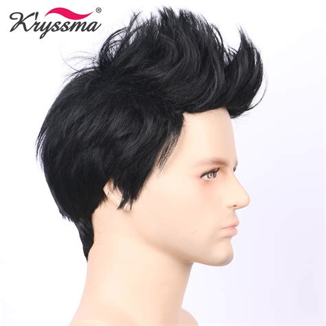 shipping synthetic mens wig jet black  short handsome fake hair wigs  men middle east