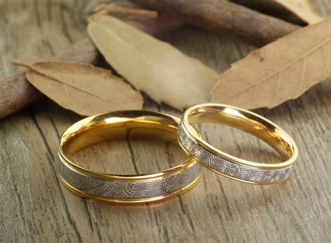 handmade gold wedding bands couple rings set titanium anniversary