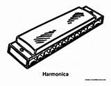 Harmonica Coloring Pages Colouring Music Sheets Harp Instrument Stick Craft sketch template