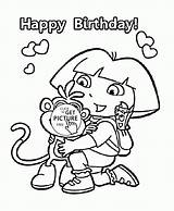 Birthday Happy Coloring Kids Line Pages Drawing Getdrawings Dora Holiday Cartoon sketch template