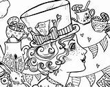 Alice Wonderland Coloring Pages Adults Getcolorings sketch template