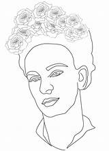 Autorretrato Frida Kahlo Colorear Espinas sketch template