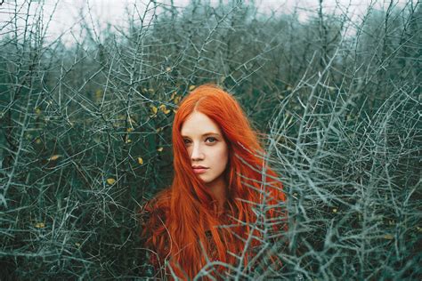 Wallpaper Face Sunlight Forest Women Redhead Model
