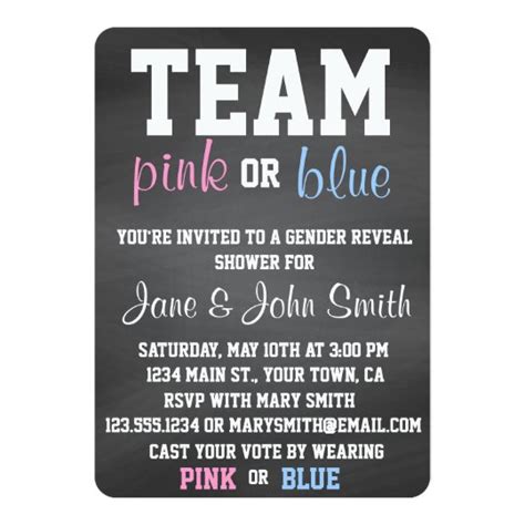 Team Blue Or Pink Gender Reveal Invitation