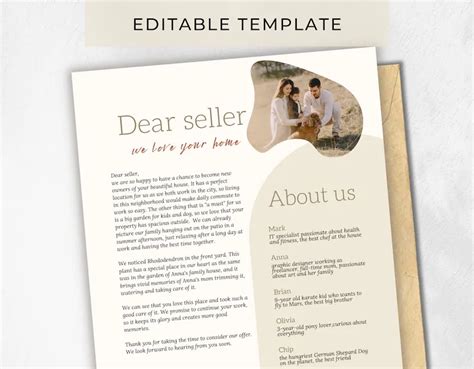 letter  seller template home offer letter buying  house etsy