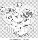 Clip Maiden Trays Carrying Beer Outline Illustration Cartoon Rf Royalty Toonaday sketch template