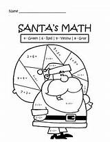 Math Worksheet Coloring Santa Grade Fun Subject St sketch template