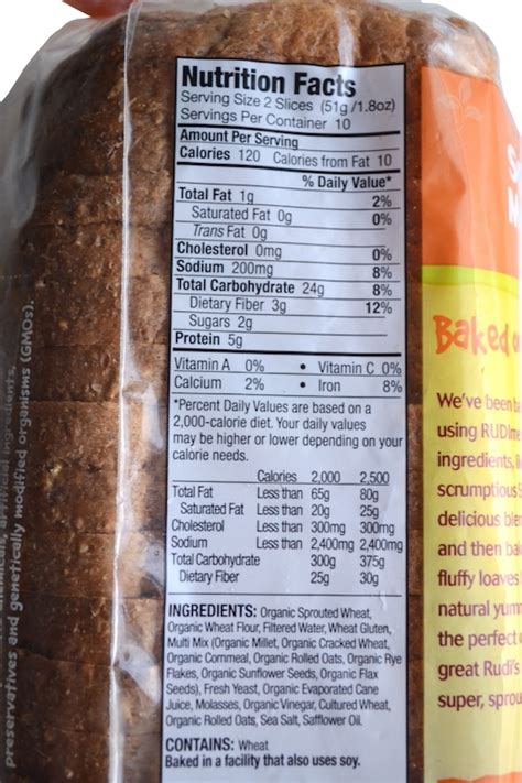 natures  wheat bread nutrition facts