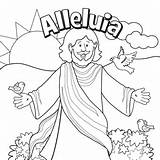 Coloring Easter Pages Alleluia Kids Risen Jesus Sheet Sunday Oriental Fun Trading sketch template