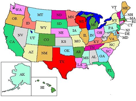 printable color map   united states