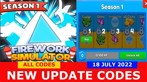update codes season   codes firework simulator roblox