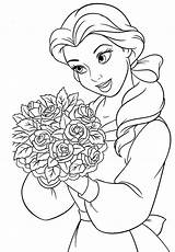 Belle Coloring Princess Disney Pages Color Flowers Drawing Flower Kids Print Bell Printable Carry Princesses Clipart Clip Glitter Barbie Getcolorings sketch template