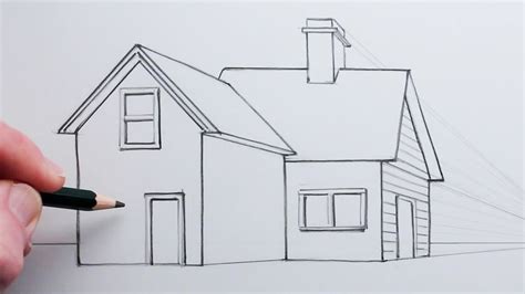 como dibujar una casa usando la perspectiva de  punto  principiantes