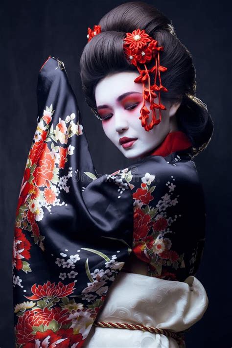 young pretty geisha  kimono stock image image