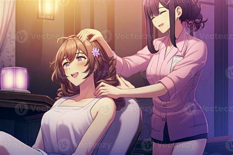 Pretty Anime Masseuse In Massage Parlor Illustration Generative Ai