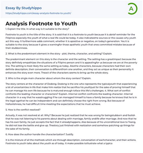 analysis footnote  youth essay  studyhippocom