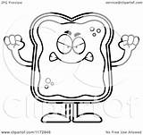 Toast Cartoon Mascot Jam Mad Coloring Clipart Outlined Vector Thoman Cory Regarding Notes sketch template