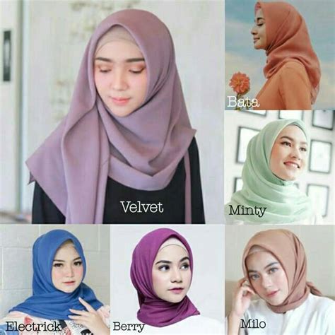 jilbab segi empat bella square kerudung tidak licin bahan adem hijab