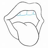 Tongue Drawing Mouth Draw Step Easy Kids Lips Drawings Tutorial Simple Lip Beginners Clipart Male Learn Realistic Cute Easydrawingguides Line sketch template