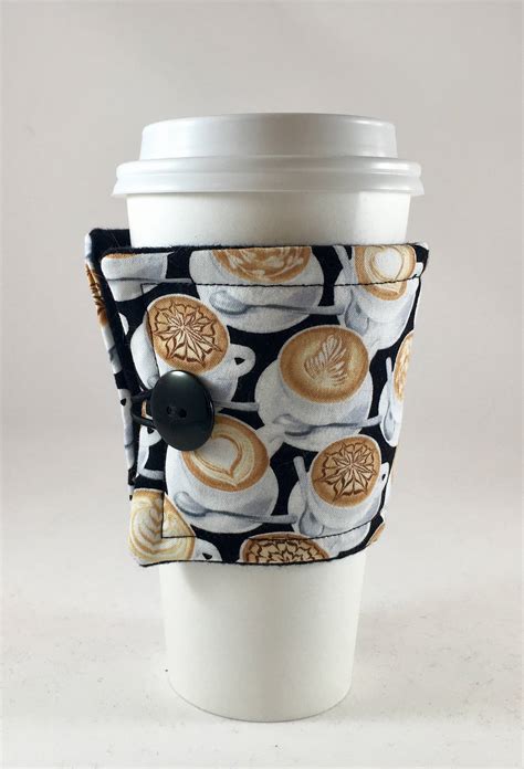 coffee print insulated fabric drink sleeve coffee coffee etsy