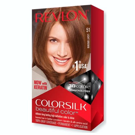 2 pack revlon colorsilk hair color 51 light brown 1 ea