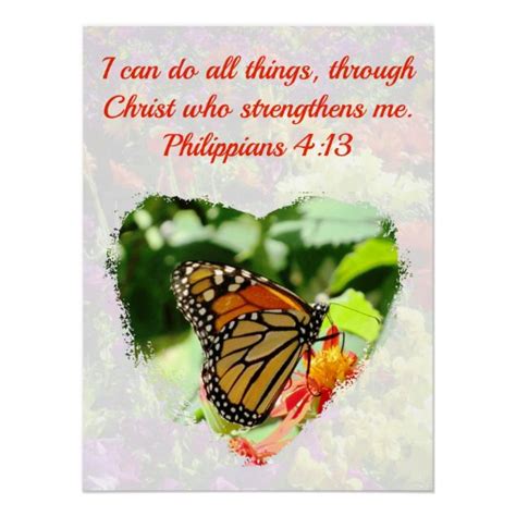 beautiful butterfly philippians 4 13 bible verse poster zazzle ca