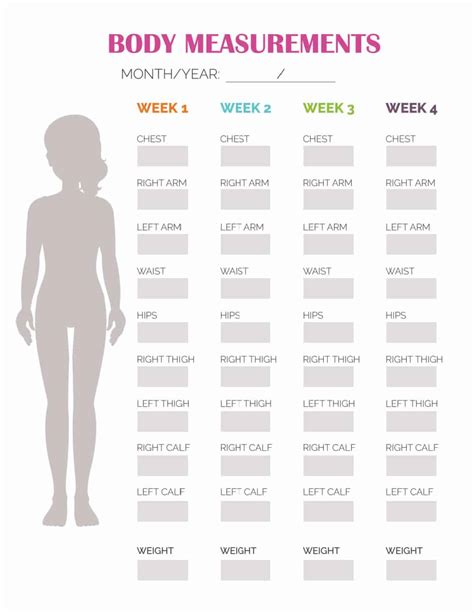 female printable body measurement chart freebie finding mom