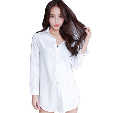 elegant plus size 5xl white shirt women 3 4 sleeve solid color blouse