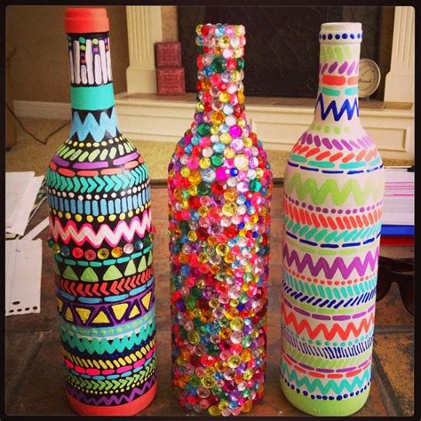 recycle craft decorative painted bottle ideas art craft projects