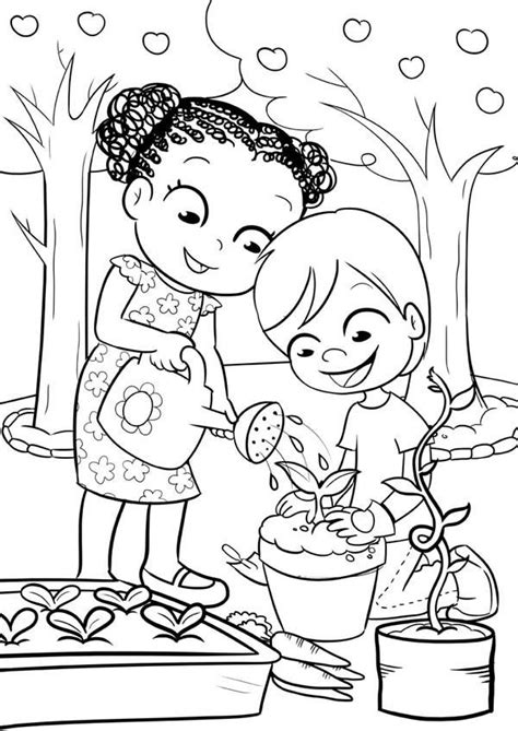 kids   gardening coloring pages coloring pages nature