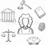 Drawing Law Sketch Judge Justice Lawyer Court Gavel Scales Hammer Vector Coloring Mallet Drawings Icons Courtroom Book Courthouse Profession Cap sketch template