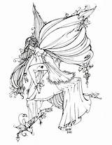 Coloring Fairy Pages Fairies Line Adult Printable Visit Christmas sketch template