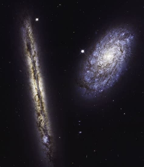 hubbles celebrates  anniversary  image  spiral galaxies ngc   ngc