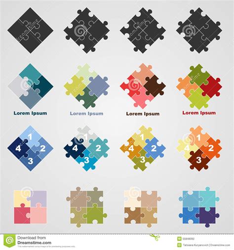 set  puzzle symbols illustration stock vector illustration
