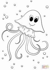 Jellyfish Coloring Pages Cartoon Drawing Jelly Cute Clipart Colouring Fish Printable Simple Drawings Supercoloring Template Preschool Paper Shark sketch template