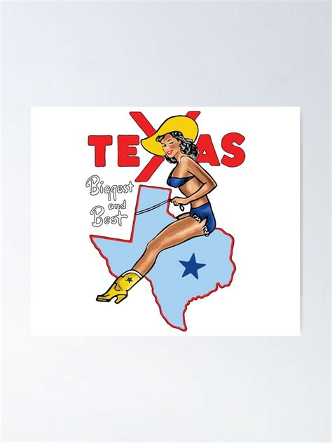 Vintage Sexy Texas Cowgirl Pinup Girl Poster For Sale By