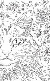 Coloring Pages Adult Cat Cats Colouring Printable Therapy Book Books Sheets Etsy Digital Awesome sketch template
