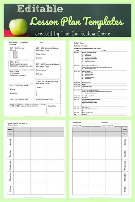 printable lesson plan template