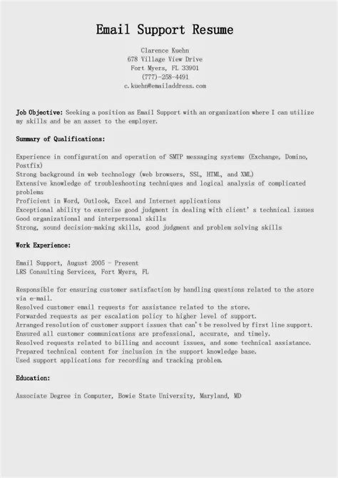 resume samples email support resume sample
