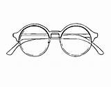 Glasses Coloring Round Coloringcrew sketch template